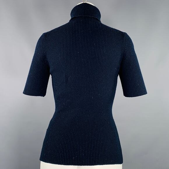 3.1 PHILLIP LIM Size M Navy Wool Blend Ribbed Pullover - Picture 3 of 5